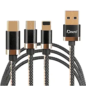 ONCRO® Black 3.0A 3 in 1 Cable Nylon